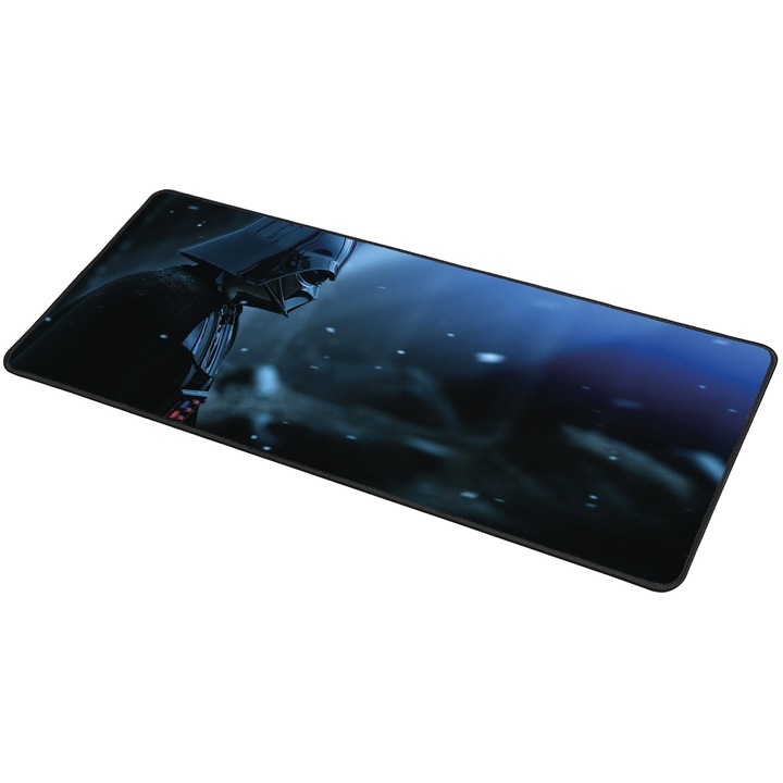 Mouse pad gaming Darth Vader Star Wars, 70x30cm, multicolor, design durabil cu margine tricotata neagra