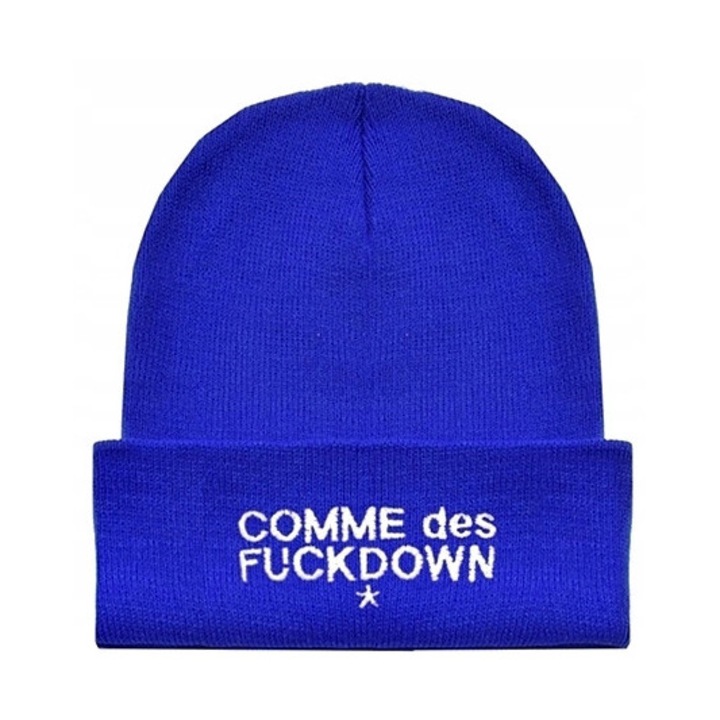 Caciulă unisex Volan, inscripție Cornflower, albastru cornflower, 23x18cm