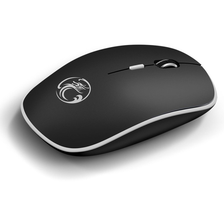 Mouse wireless silentios, 4 butoane, set, negru, design ergonomic, compact
