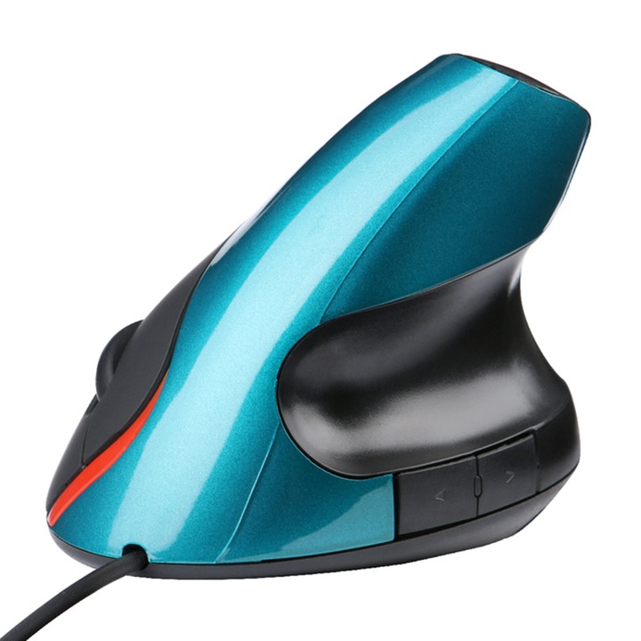 Mouse vertical ergonomic USB, 1200 DPI, negru/albastru/purpura/gri