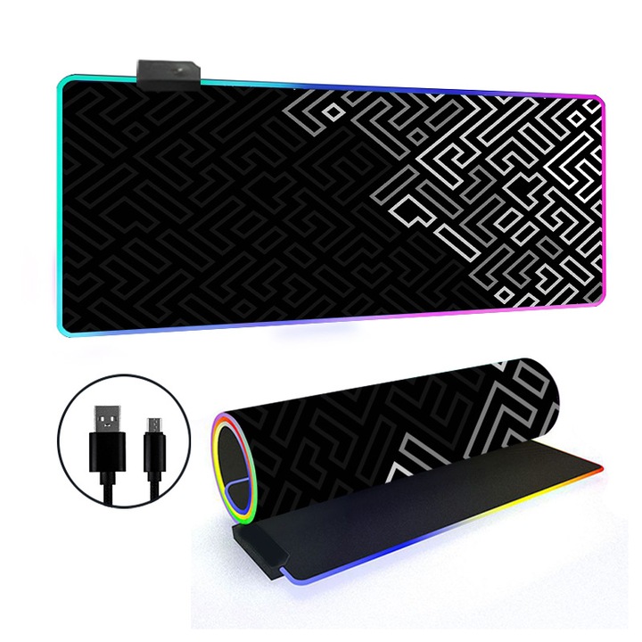 Egérpad RGB, 300x700x4mm, LED effektek, összecsukható kialakítás, többszínű