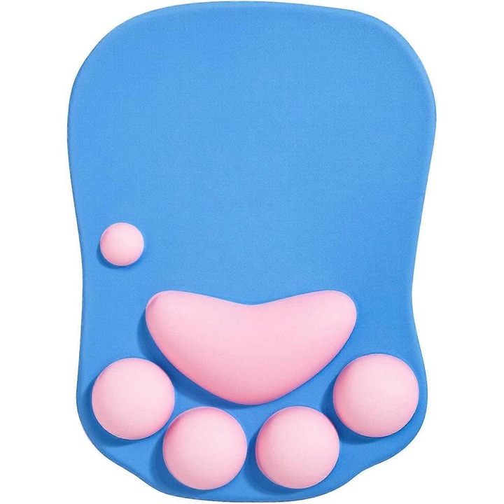 Mouse Pad cu Design Pisica, Ergonomic, Cu Suport pentru Incheietura, Multicolor, 27x20x2.5cm