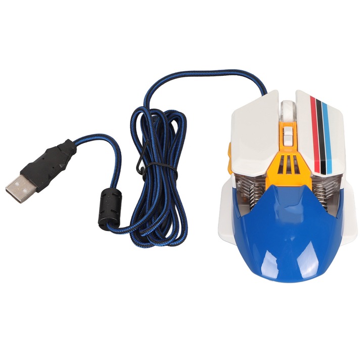 Mouse gaming cu fir, 7 butoane programabile, DPI ajustabil, iluminare RGB, alb