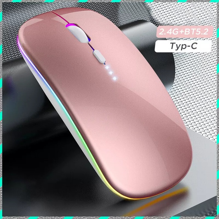 Mouse wireless 2.4g, roz auriu
