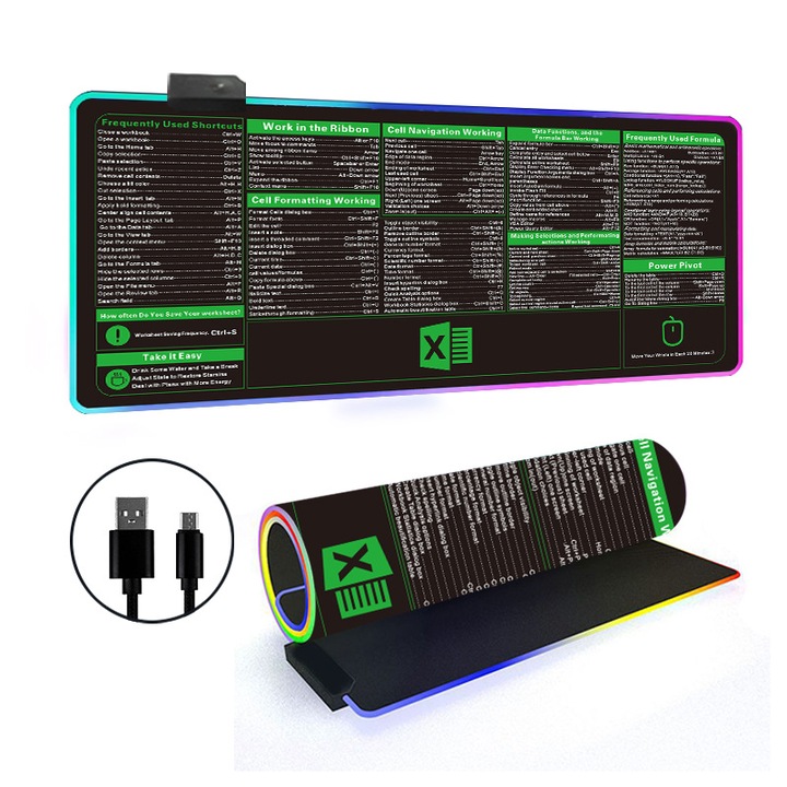 Egérpad RGB Extra Nagy, Vízálló Mikroszálas Anyag, Méretek 30x80cm