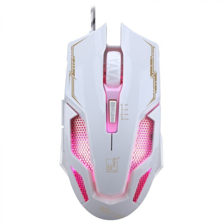 Mouse gaming USB cu fir, 4 DPI ajustabili, iluminat multicolor, ergonomic