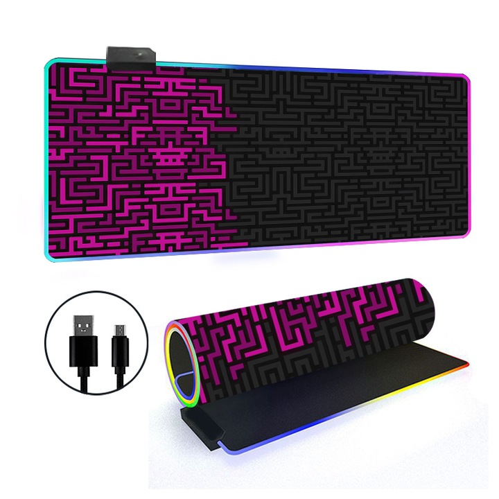 Egérpad RGB, 300x700x4mm, LED effektek, összecsukható dizájn, többszínű