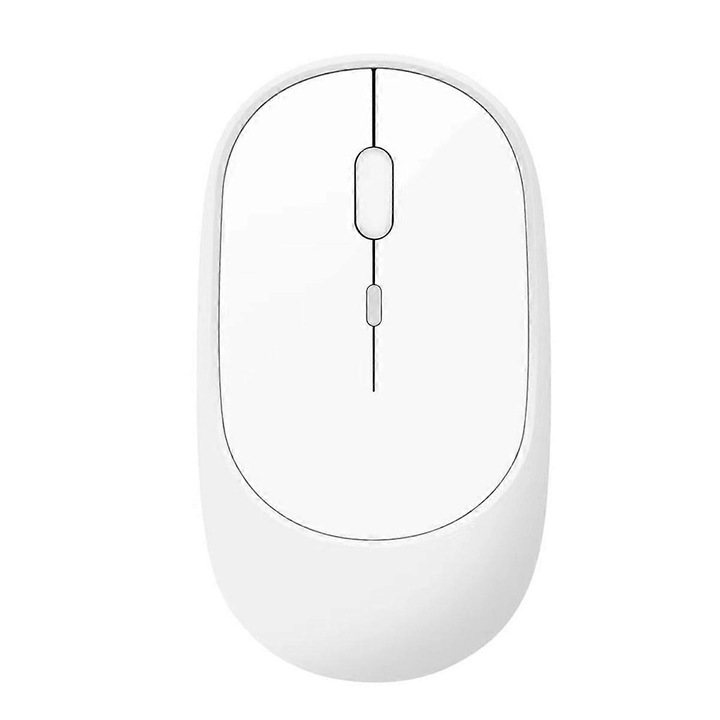 Mouse wireless ergonomic 2.4G, alb, capacitate baterie 500mAh, rezolutie 1600dpi