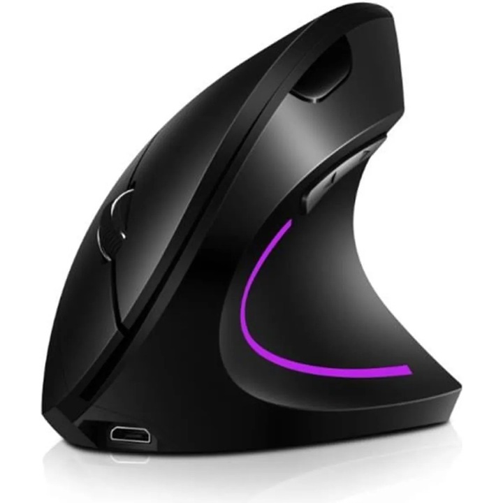 Mouse vertical wireless, 6 butoane, negru, 0.10x0.89x0.69m