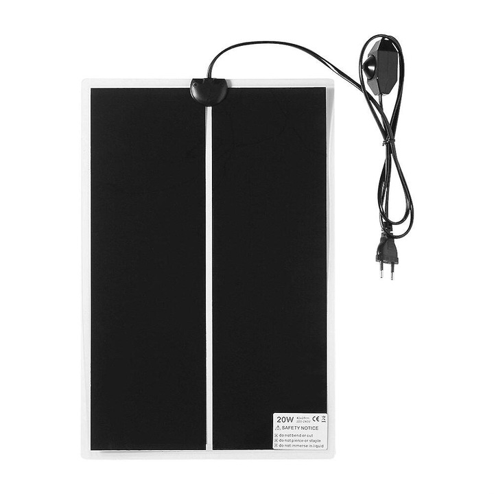 Нагревател за влечуги, 20W, 42x28см, черен, с термостат
