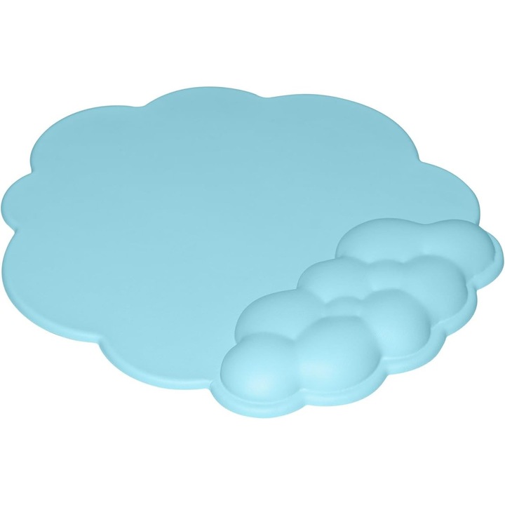 Mousepad cu suport pentru incheietura din piele, forma de nor, baza din PU antiderapant, dimensiuni 10.43x9.84x0.82 in