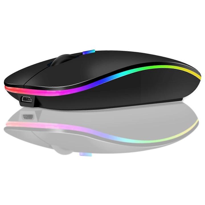 Mouse wireless pentru laptop, LED Dual Mode, negru