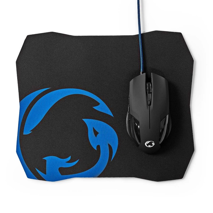 Set mouse de gaming cu mouse pad, 7200 dpi, 6 butoane, 1.50 m, negru