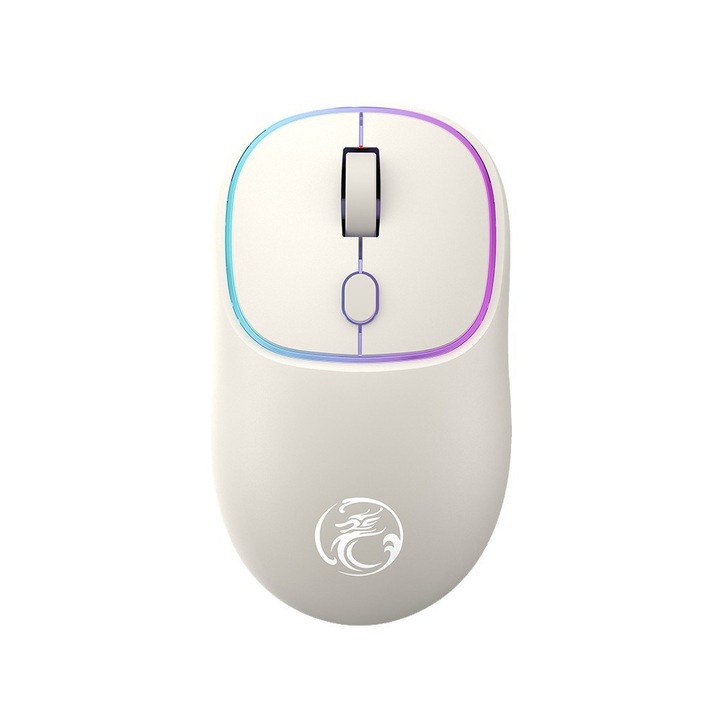 Mouse wireless 2.4G si Bluetooth, design simplu, silentios, acumulator reincarcabil, 10m raza de actiune