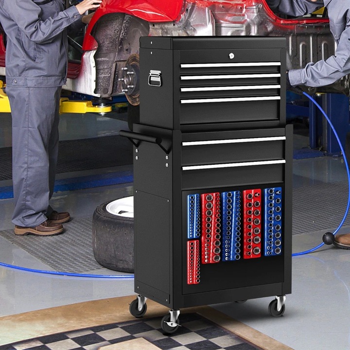 6 darabos mágneses kulcstartó készlet, Northio, piros/kék, ABS, 23,5x5,4x3,5 cm