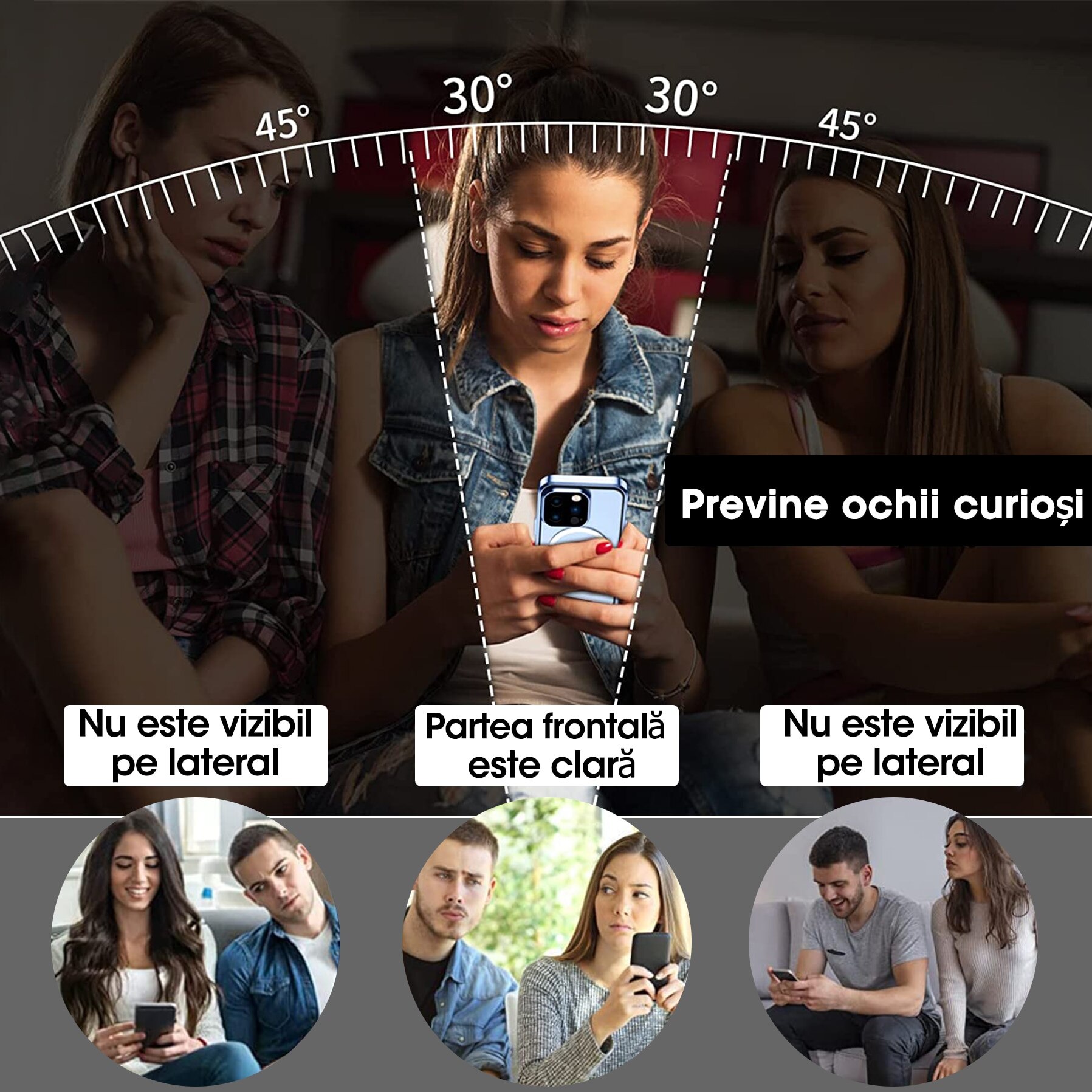 Folie privacy compatibila cu Iphone 8, Calitate Premium, Full Screen, White