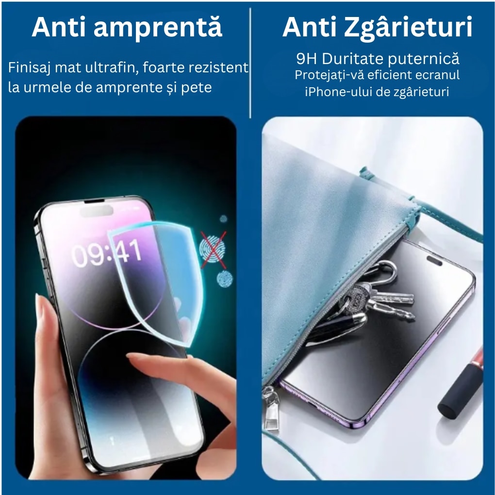 Folie Privacy compatibila cu Iphone 16, Calitate Premium, Full Cover