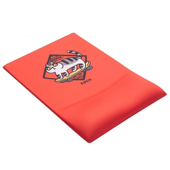 Mousepad cu suport pentru incheietura mainii, Skatecat, 27x18cm, silicon, antiderapant