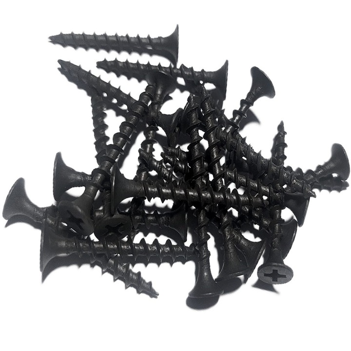 Set 500 suruburi negrese pentru gips-carton, lemn, 3.5x45 mm, acoperire fosfatata