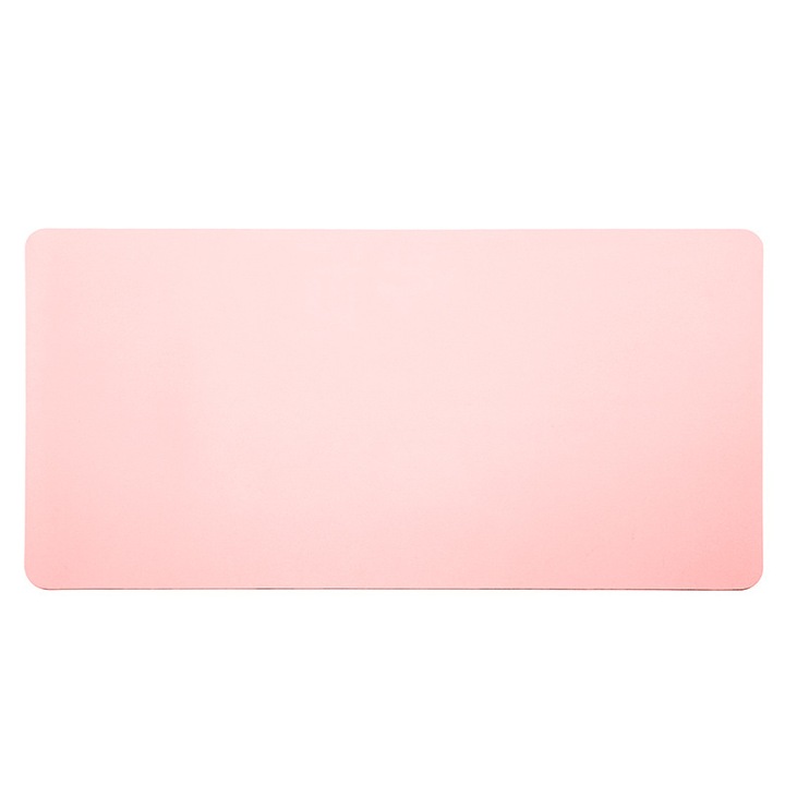 Masuta de birou din piele PU, pad extins pentru mouse, impermeabil, ultra-subtire, roz si argintiu, 100x50cm