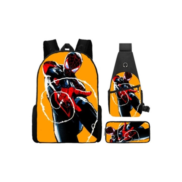 Ghiozdan set 3 piese, Iron Man, multicolor