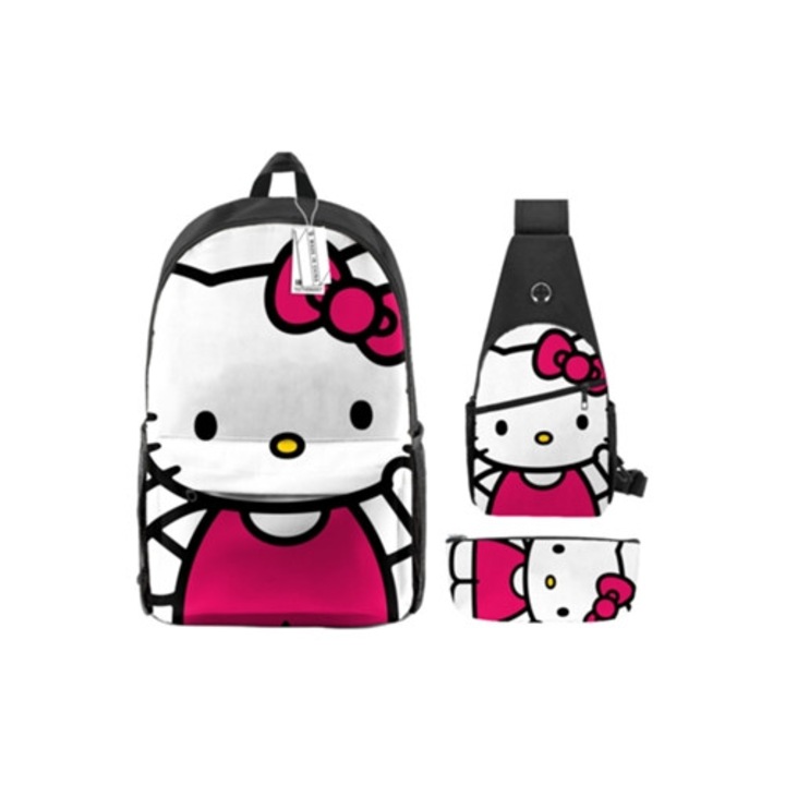 Iskolatáska Hello Kitty, 3 részes szett, többszínű
