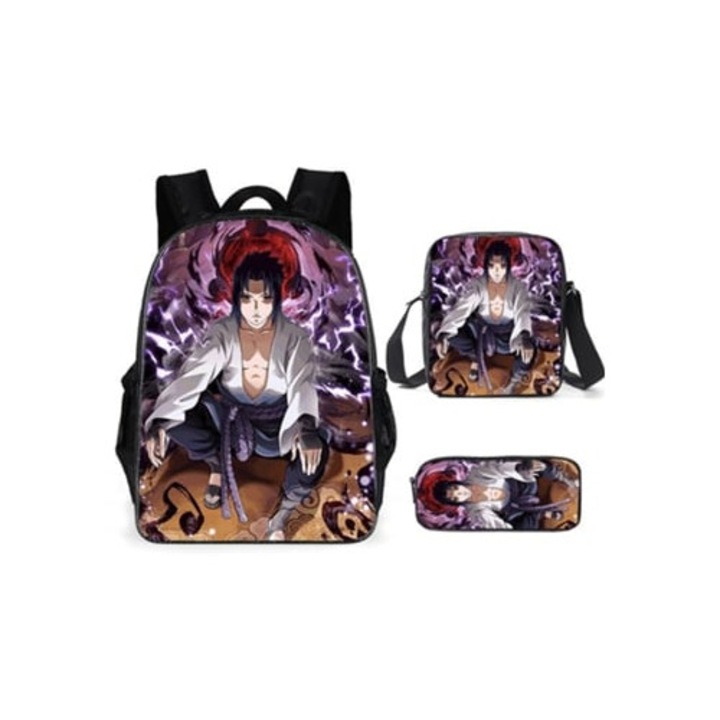 Ghiozdan Naruto, set de trei piese, multicolor