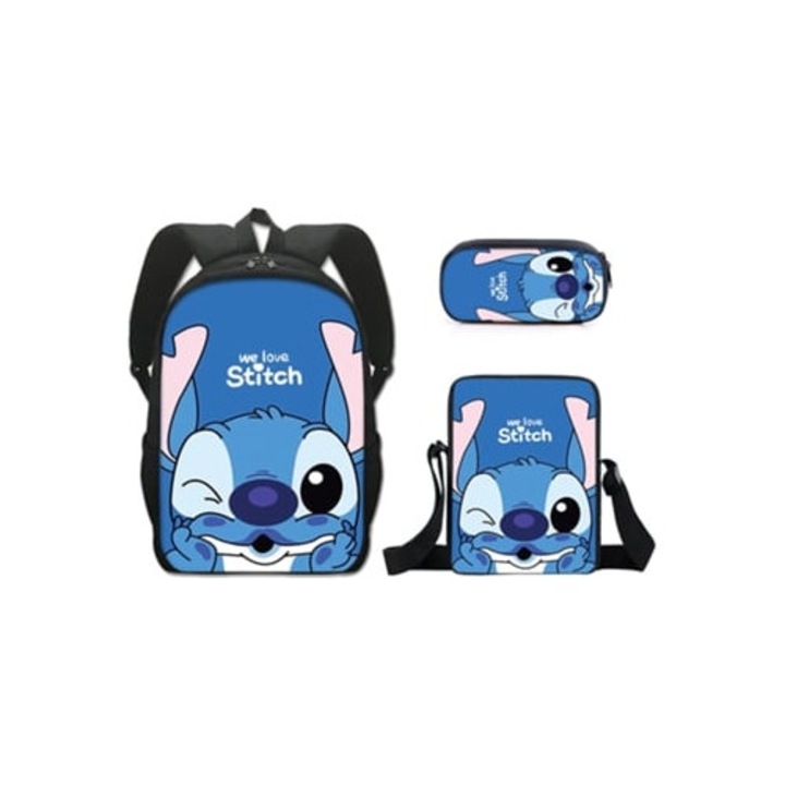 Ghiozdan Stitch set 3 piese 16 inch