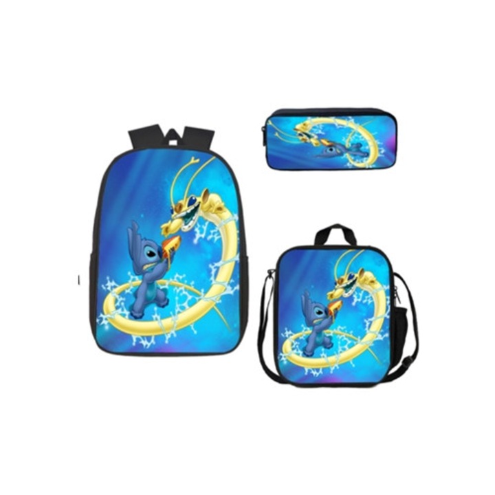 Ghiozdan Stitch set de 3 piese 17 inch