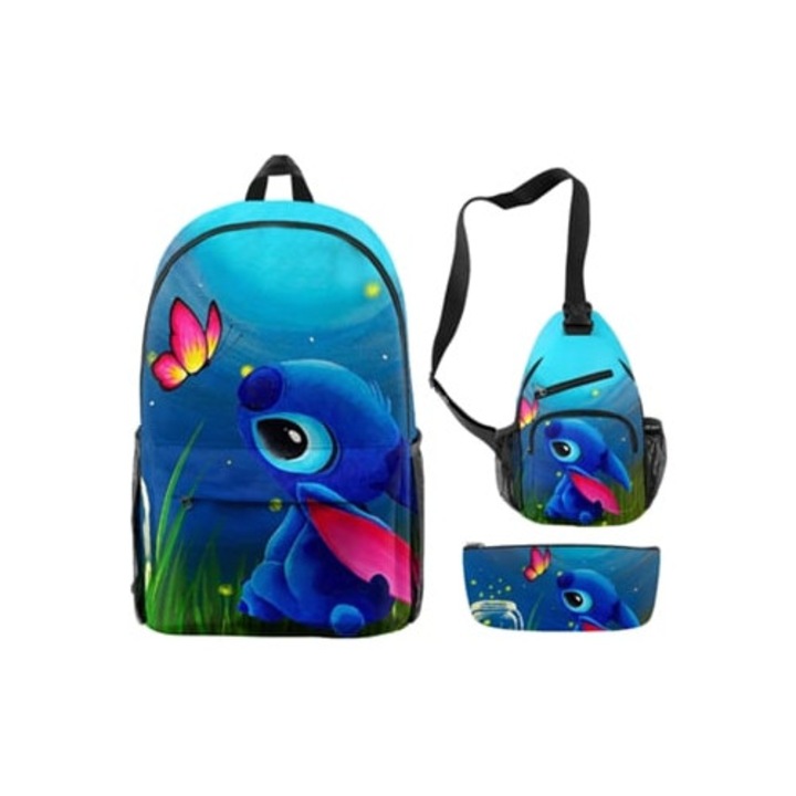 Ghiozdan Stitch KOHREE, set de 3 piese, multicolor