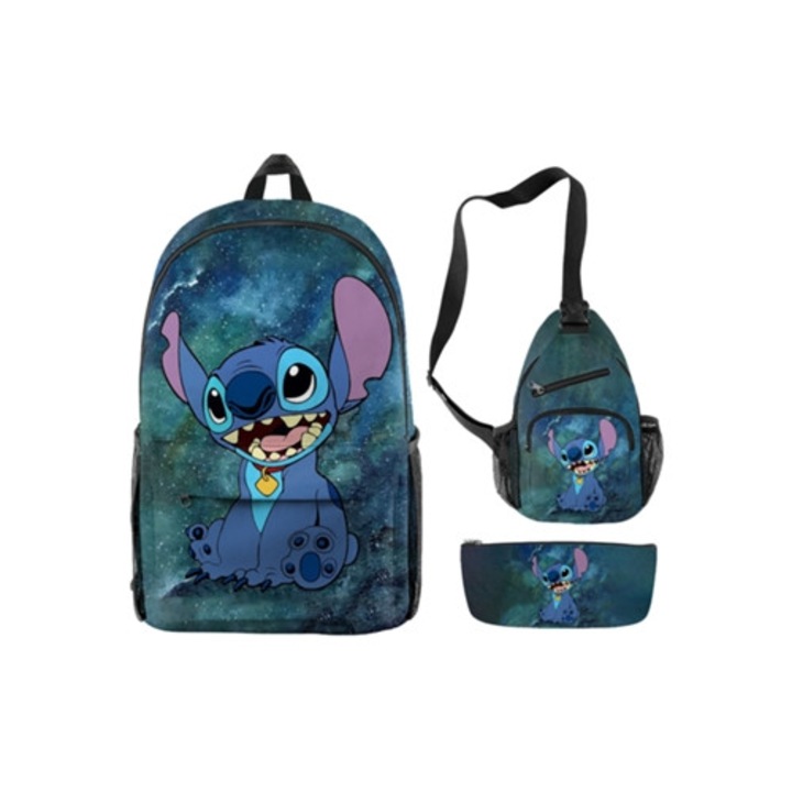 Ghiozdan Stitch KOHREE, set de 3 piese, multicolor