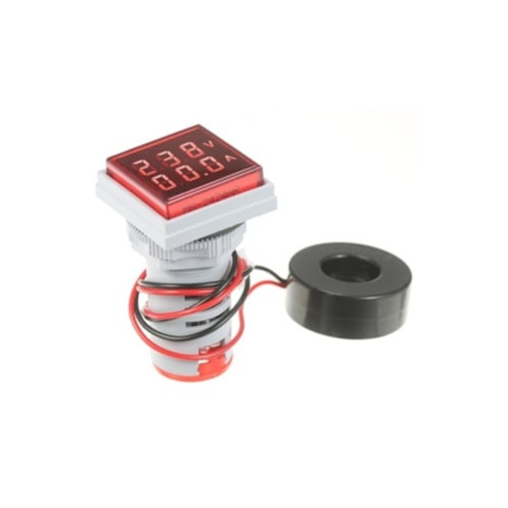 Mini Volt-Amperimetru Digital cu Display Dublu, Aparate de masura si control, Rosu