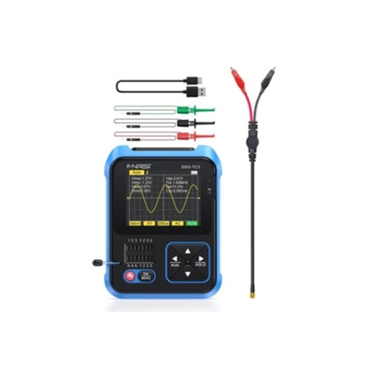 Osciloscop digital 3 in 1, tester de tranzistori, generator de semnal, display TFT 2,4 inch