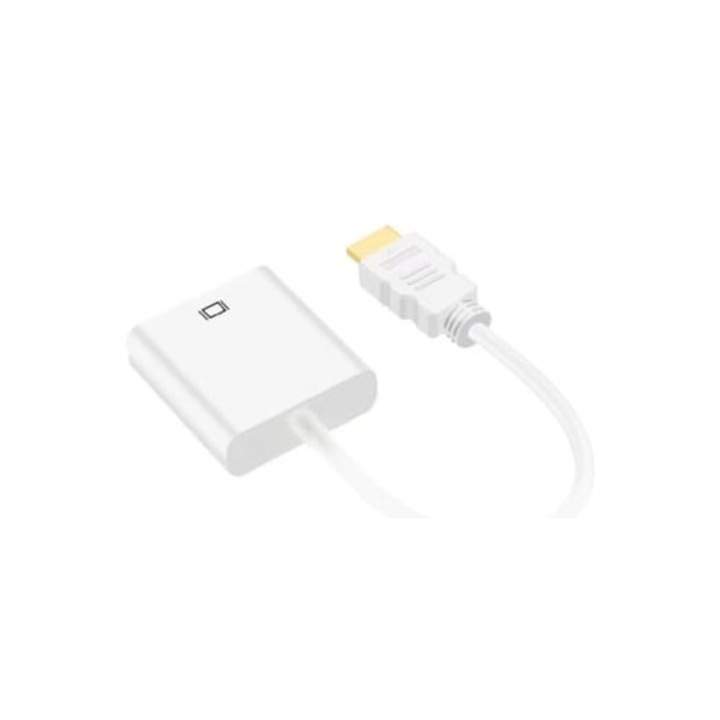Кабелен адаптер HDMI към VGA, 1080p, бял