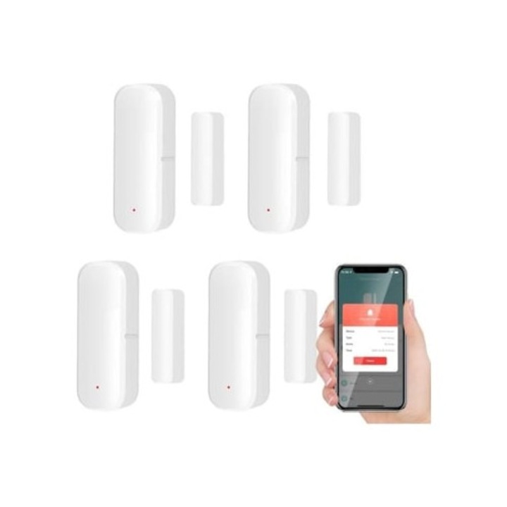 Kit senzor de usa inteligent Wifi MIOLOE 4Pcs, alb