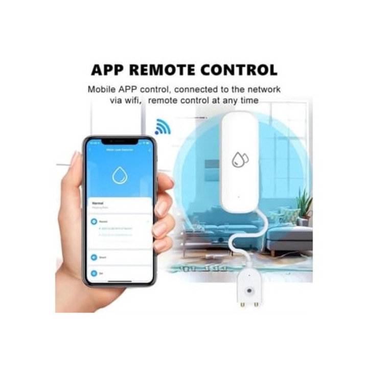 Detector de apa cu alarma, set 2 bucati, sensibilitate ridicata, Tuya/Smart Life App