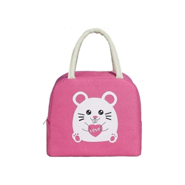 Geanta termo-izolanta, mica, cu imprimeu, pentru picnic, multicolor