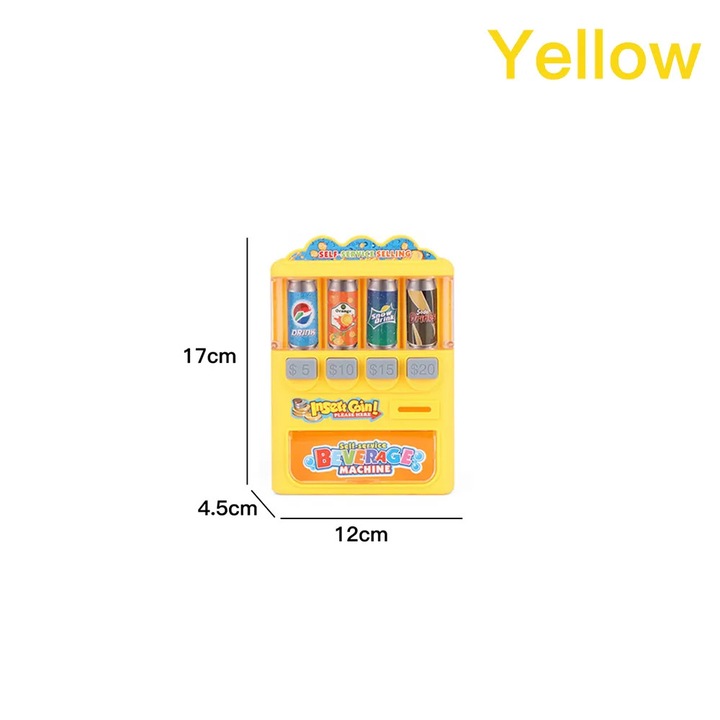 Masina Automata pentru Bauturi cu Monede de Simulare, Galben