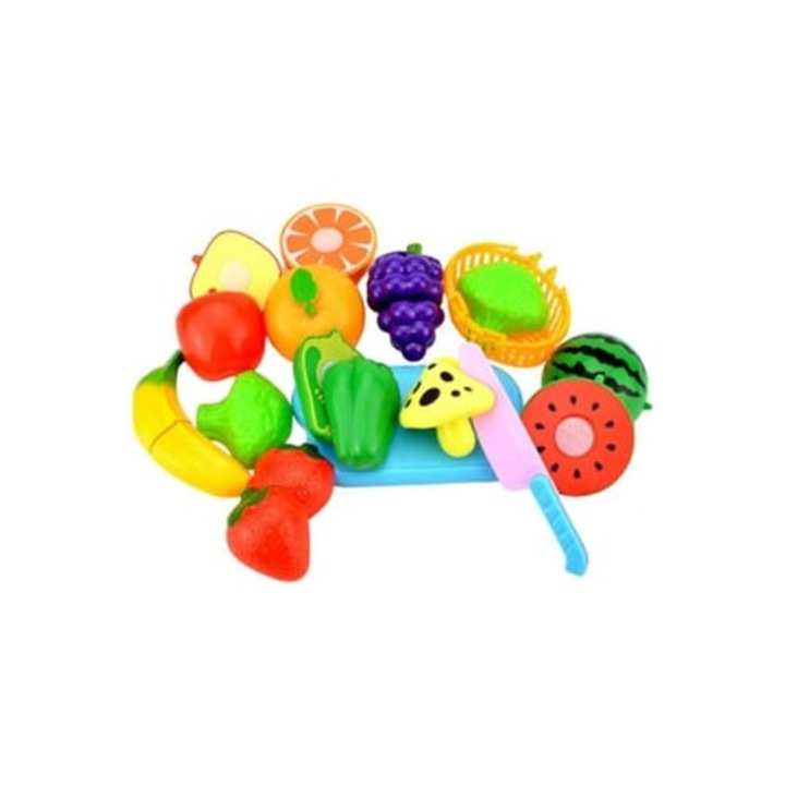 Set jucarie de bucatarie pentru taiat fructe si legume, 12 piese, pentru copii
