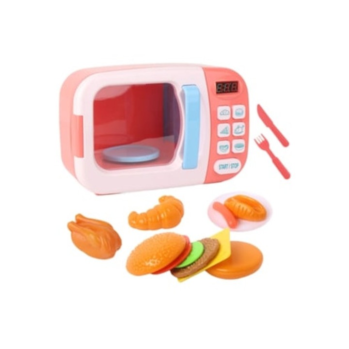 Játék elektromos mikrohullámú sütő időzítővel, 22x11x15cm, konyhai készlet gyerekeknek