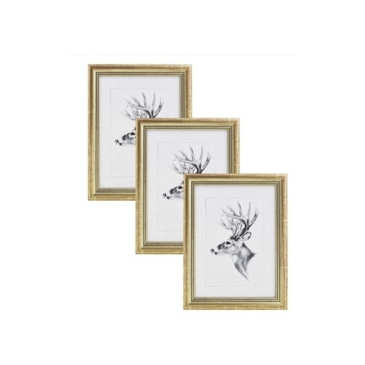 Rame foto clasice, set de 3, 8x10 inch, cu fereastra din lemn masiv si sticla