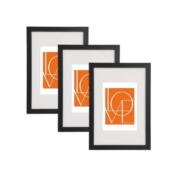 Rame foto clasice, set de 3, A4 8,5" x 11", MDF negru