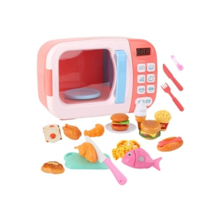 Játék elektromos mikrohullámú sütő időzítővel, 22x11x15cm, többszínű