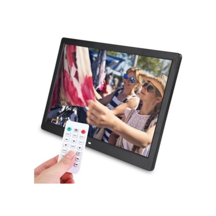 Цифрови фоторамки, 15,4 инча, резолюция 1280p, видео, аларма, дистанционно управление, черно