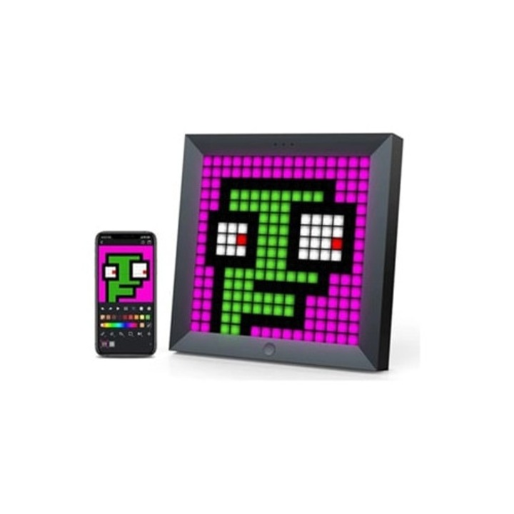 Ceas decorativ, display LED programabil, neon, multicolor