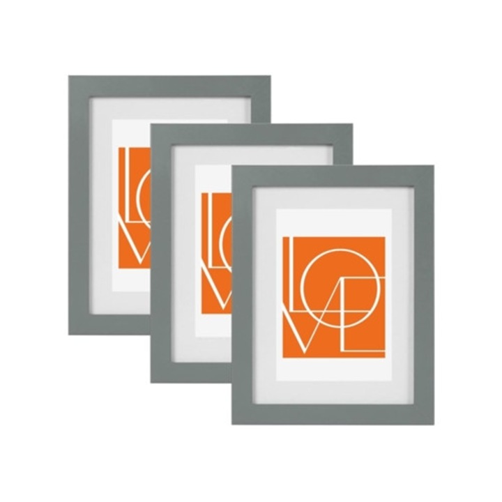 3 db-os képkeret szett, szürke plexi, 30x40 cm