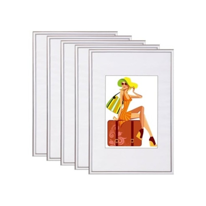 Set de 5 rame foto, 12x16 inch, sticla rezistenta la zgarieturi