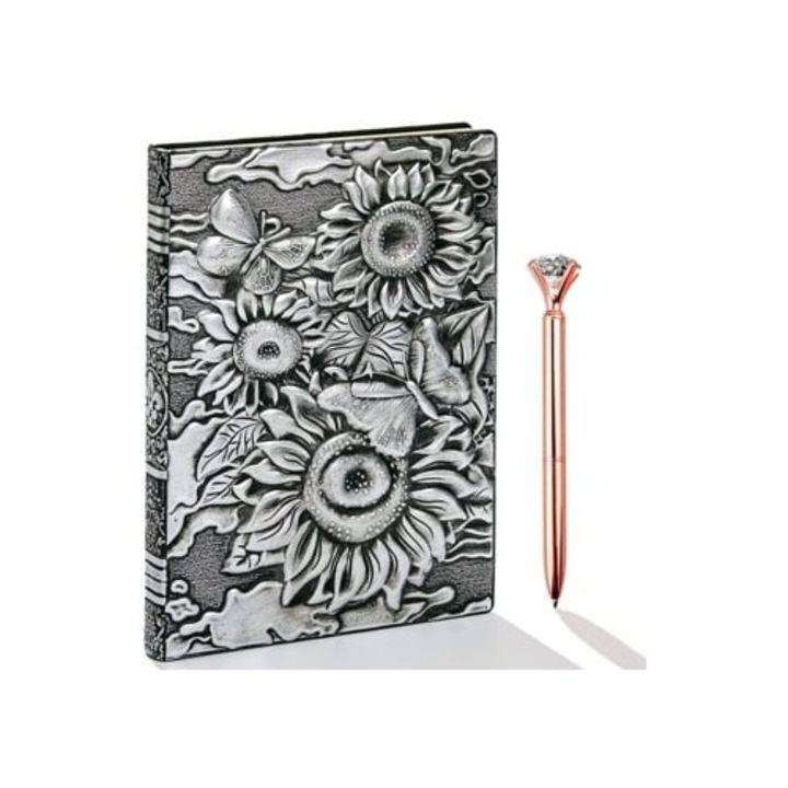 Bőr notesz, A5, 200 oldal, személyes napló, Slowmoose Silver