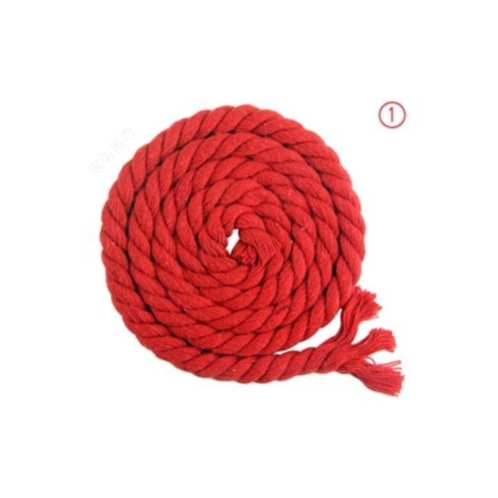 Sfoara de bumbac impletita 8mm x 20m pentru artizanat, tricotat, rosu