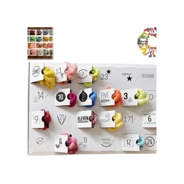 Calendar de Advent 2024, 24 zile, marcatori de croseta si tricot, figurine si decoratiuni Craciun